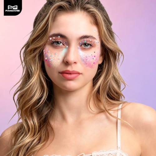 Face Glitter Rhinestones Kit with 40 Colors, Pearls & Glue for Face & Nails