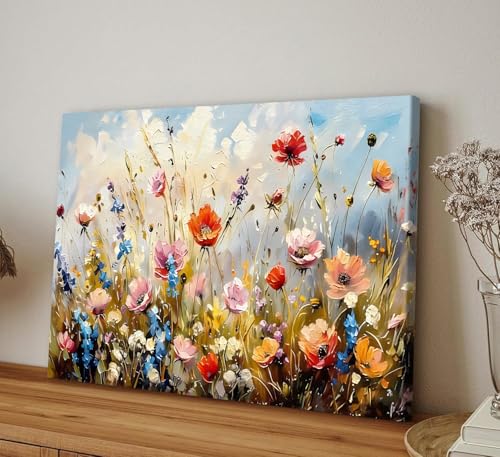 Wildflower Framed Wall Art - 12x16 Inches Botanical Floral Canvas with Frame - Variation of THIS listing