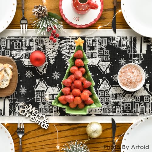 Artoid Mode Black 13x72 Inch Silhouette Winter Table Runner for Home & Party Decor