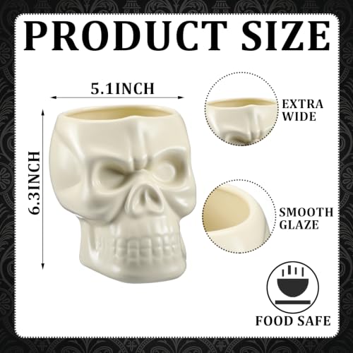 Ceramic Skull Utensil Holder for Kitchen - Gothic Kitchen Accessories, White Skull