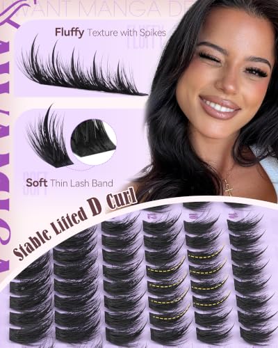 Short Manga Lash Clusters 10-14mm Spiky Anime Eyelash Extensions - Variation of THIS listing