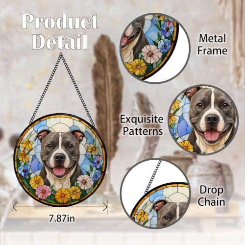 Staffordshire Bull Terrier Stained Glass Window Hanging - Color25 - 7.9 Inch