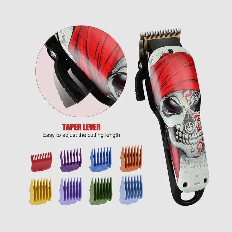 YAZIYIR Professional Cordless Hair Clipper for Men, 2-Speed Motor, 2000mAh Battery, 8 Color-Coded Guides for Precision Cuts