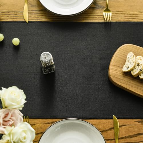 Black Tassel Table Runner 13x72 Inch Halloween Rustic Farmhouse Dining Decor