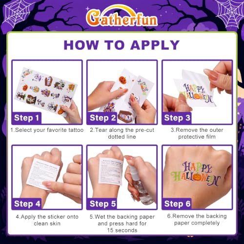 Halloween Temporary Tattoos for Kids - 140 Pack Trick or Treat Party Favors