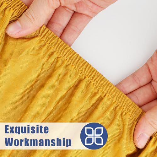 Fitted Round Tablecloth 45-56 Inches Elastic Spandex Cover Mustard Yellow