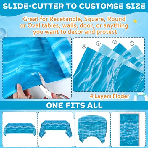 Under the Ocean Tablecloth Roll - Water Resistant 1200x54 Inch, Ocean Theme, Variations Available