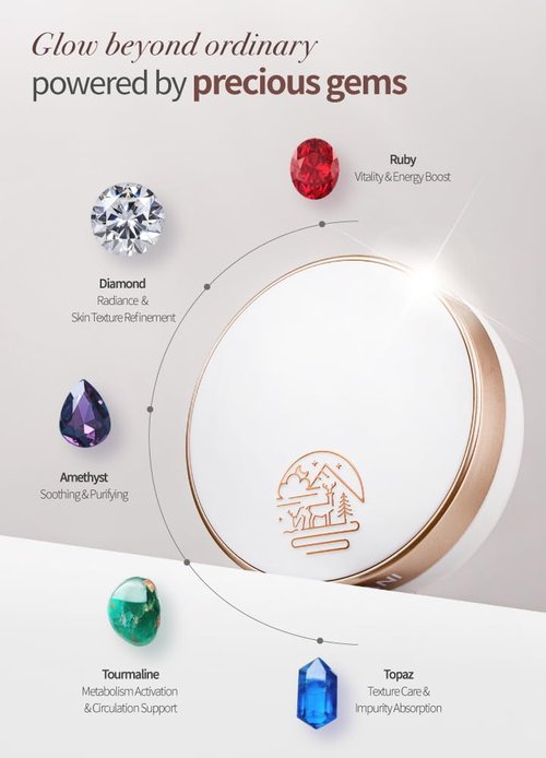 Beaudiani Mesh Glow Cushion Foundation Dewy Korean Cushion with Gemstone Complex & Skincare Benefits (12g) (#03 Deep Cover Daily (Shade #23-24))