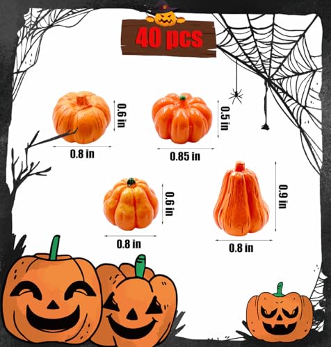 Mini Resin Pumpkins Set - 4 Styles, 40 Small Fall Halloween Decor
