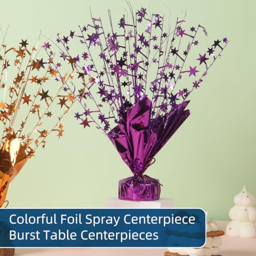 24 Pack Purple Metallic Foil Star Centerpiece Party Decorations - Burst Table Centerpieces for Birthday Graduation New Year Halloween