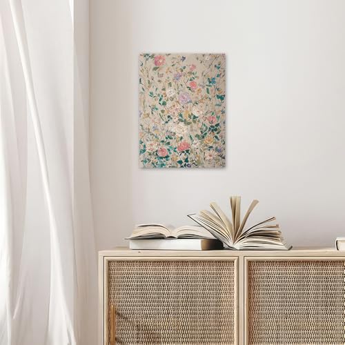Pink and White Flower Wall Art Canvas - 16 x 12 Inches Wildflower Wall Decor
