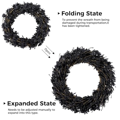 Artificial Forsythia Wreath 20 Inch with Berries - Black Spring & Holiday Decor
