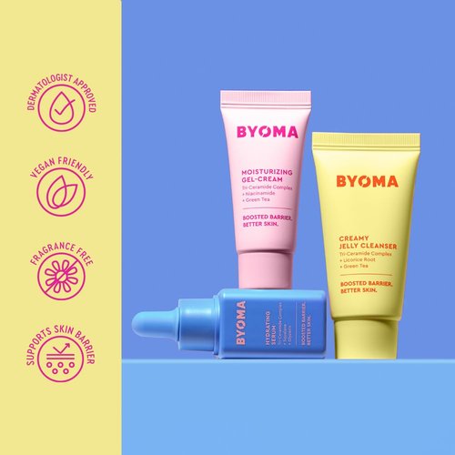 BYOMA So Hydrating Set - Barrier Repair Skincare Collection - Cleanser, Serum & Moisturizer for Dry Skin - 30ml, 15ml, 15ml