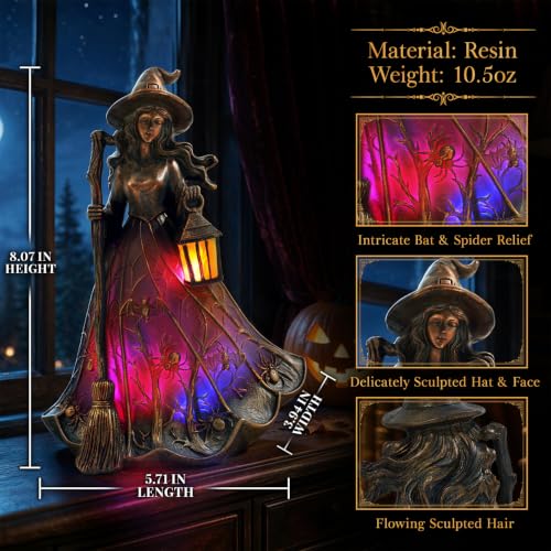 Color-Changing Witch Lamp with Multi-Color Cycle - Halloween Indoor Night Light