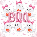 Pink Boo Balloons Halloween Decorations Foil Ghost Balloons - Pink Bow