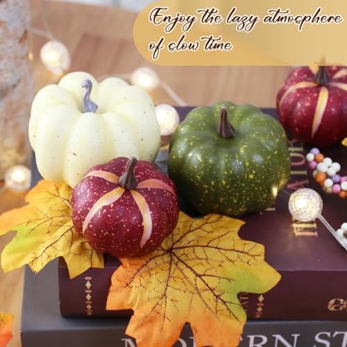 Autumn Pumpkin Decor Set - Green, Beige & Dark Brown 32 Pcs Thanksgiving Home Accent