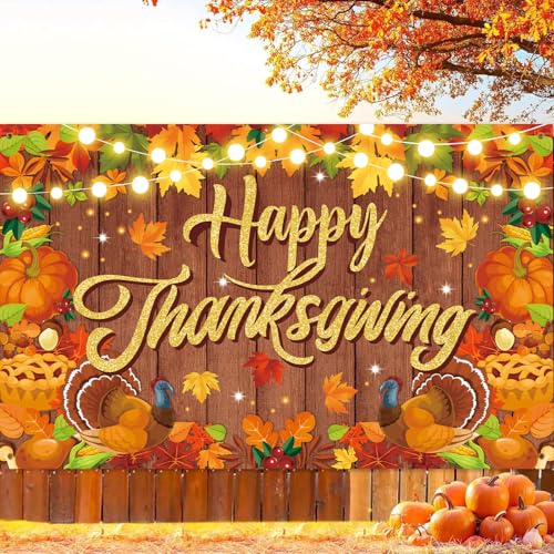 Thanksgiving Banner Backdrop - Large Fall Party Decorations 5.9x3.6Ft