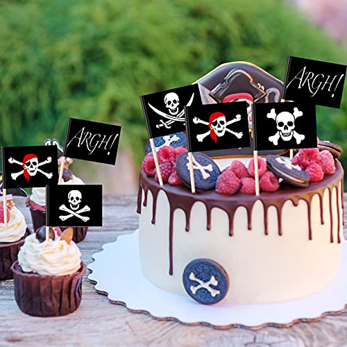 Halloween Pirate Cupcake Toppers - 100 Food Picks for Party Decor