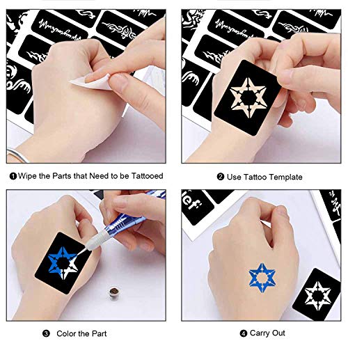 Large Temporary Tattoo Stencil Kit with 123 Patterns for Face & Body Art