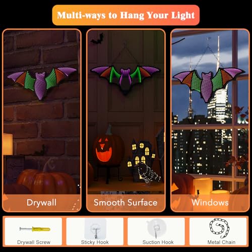 Halloween Bat Neon Sign - Purple & Green 3D Effect Indoor LED Wall Light