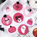 Halloween Tufted Coasters Set - Pink Ghost Pumpkin Drink Mats, 8 Pack