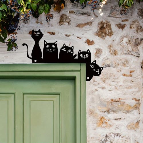 Cats Metal Wall Decor Door Frame - Indoor Outdoor Cat Lover Gift