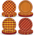 48pcs Magic Theme Party Plates - Red Brick Wall Witch Design for Xmas & Kids Birthday