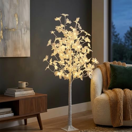 6FT LED Lighted Maple Tree with Remote Control - Artificial Decor for Indoor & Outdoor Use