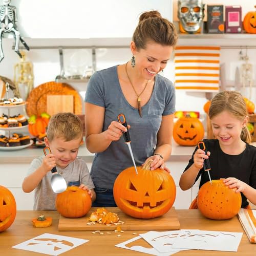 Pumpkin Carving Tools with Stencils 5PCS Halloween Pumpkin Carving Kit - Black / 15
