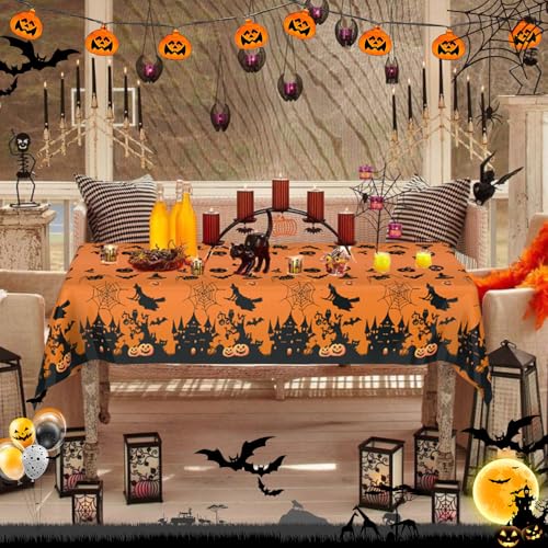 Halloween 2 Pcs Plastic Tablecloths - Waterproof Rectangle Party Cover