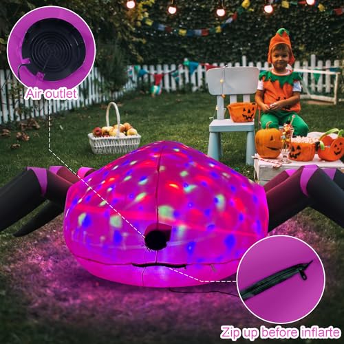 12ft Purple Spider Halloween Inflatable Decoration with LED Lights - Outdoor Lawn & Garden Scene