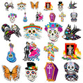 Day of the Dead Wooden Ornaments Set - Sugar Skull, Marigold & Cactus Decor, 36 Pieces
