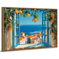 Mediterranean Wall Art Canvas - Blue Seascape & Coastal Landscape, 12x16 inches - Framed Beach Decor for Living Room & Bedroom
