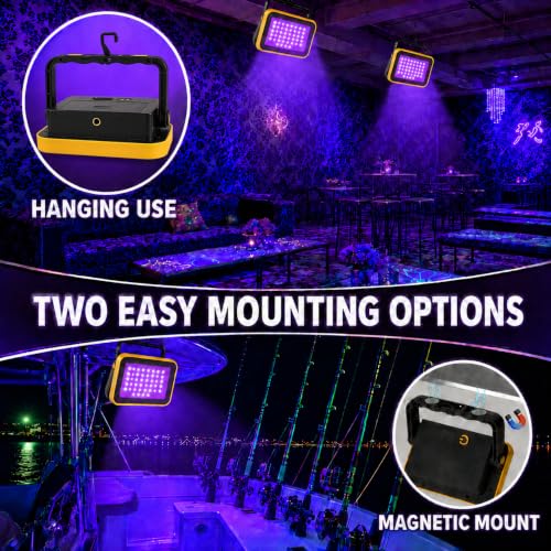 Rechargeable LED Black Lights - 2 Pack Portable Blacklight with 2 Modes