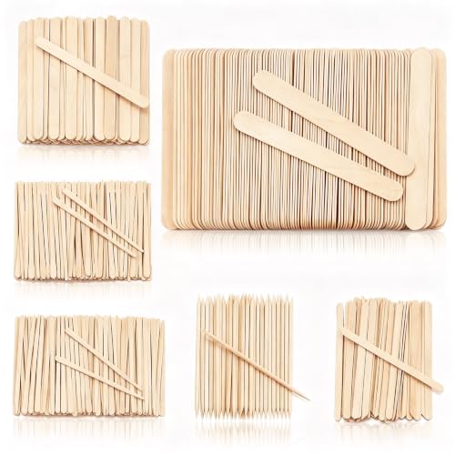 Wax Applicator Sticks 500 Pcs Assorted Sizes for Body Legs Face & Crafts