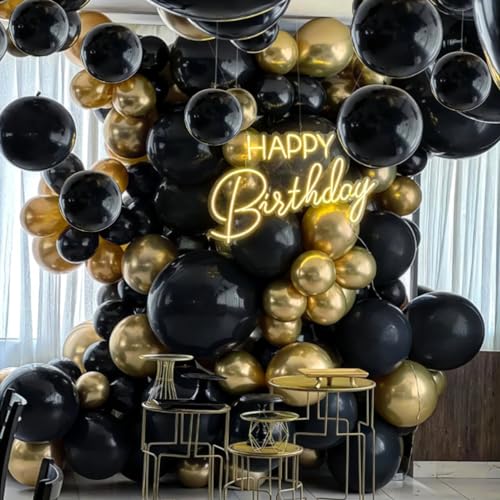 Black Balloon Arch Kit - 134pcs Matte Latex Garland with Accessories