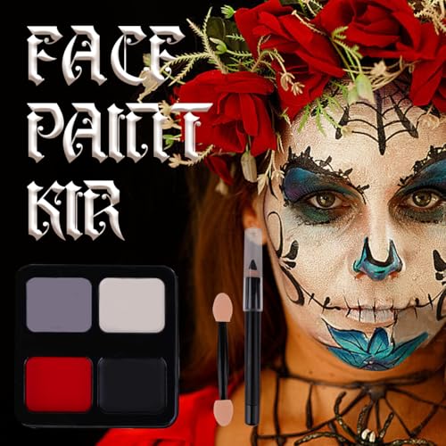 Face Painting Kit with Black White Red Gray - Halloween, Cosplay, SFX Makeup