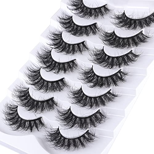 False Eyelashes 8D Fluffy Wispy Faux Mink Cat Eye Lashes 7 Pairs - B08(13-18mm)