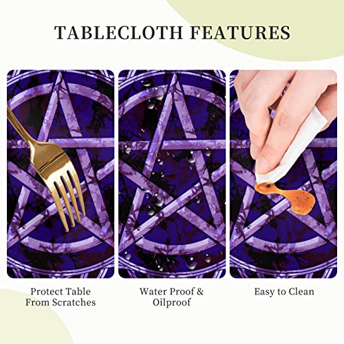 Wicca Pentagram Waterproof Picnic Tablecloth - 54x72 Inches, Black Variation