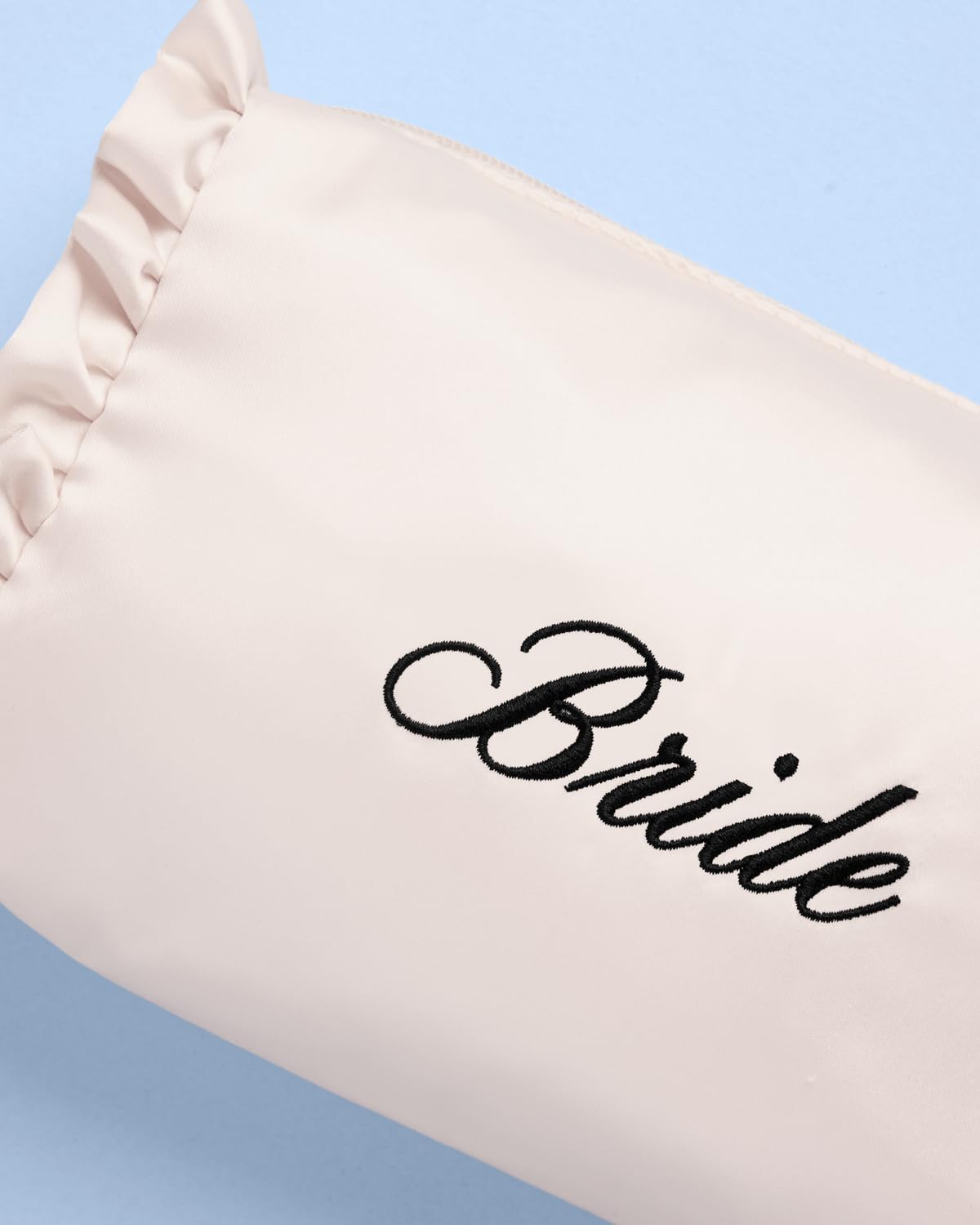 xo, Fetti Satin Bride Cosmetic Bag | Bachelorette Party Decorations, Bride To Be Purse, Bridal Shower Accessory, GRWM Makeup Bag