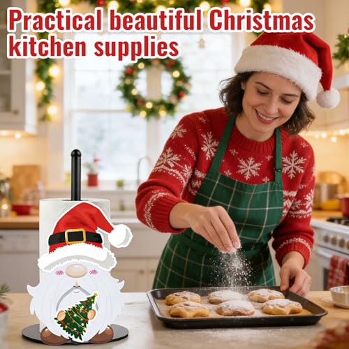 Interchangeable Holiday Gnome Paper Towel Holder with Seasonal Magnets - Kitchen & Home Decor