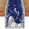Yom Kippur Table Runner 13x72 Inch Leaves Hexagram Home Decor Multicolor