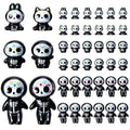 Mini Resin Sugar Skull Figurines Set - Halloween Day of the Dead Decor