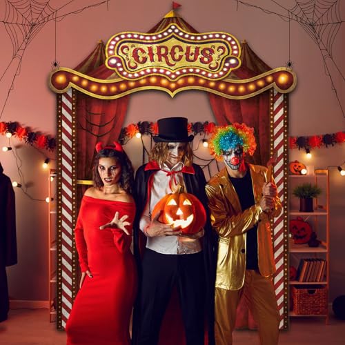 Halloween Circus Tent Banner Decorations - Creepy Carnival Party Backdrop
