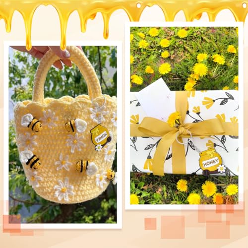 Honeypot Keychain Charm Bulk 20 Pcs - Cute Honey Bee Bag & Party Decor