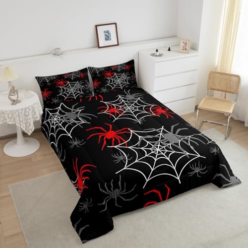 Twin Size Halloween Spider Comforter Set with Pillow Case - Multi 27