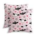 Halloween Pink Ghost Bats Heart Throw Pillow Covers Set of 2 18x18 Inch Decorative Cushion Cases for Sofa Couch Bed
