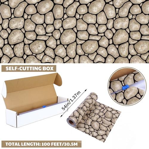 Rock Stone Tablecloth Roll 54x100 ft - Cobblestone Pattern, Disposable Party Cover - Variation of THIS listing