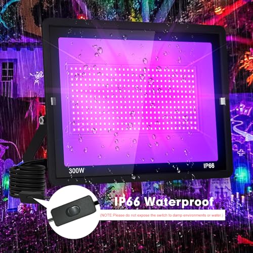 300W LED Blacklight Flood Light Outdoor Waterproof Party Decor - Black