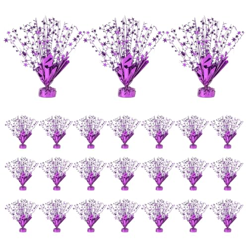 24 Pack Purple Metallic Foil Star Centerpiece Party Decorations - Burst Table Centerpieces for Birthday Graduation New Year Halloween